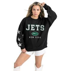 Gameday Couture Women's Velocity Relaxed Rhinestone Pullover Sweatshirt - New York Jets