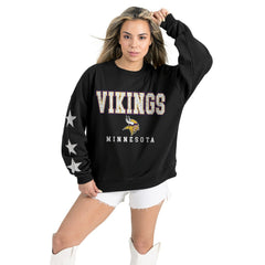 Gameday Couture Women's Velocity Relaxed Rhinestone Pullover Sweatshirt - Minnesota Vikings