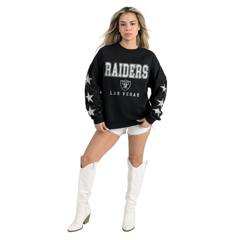 Gameday Couture Women's Velocity Relaxed Rhinestone Pullover Sweatshirt - Las Vegas Raiders