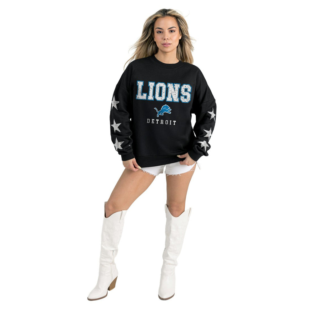 Gameday Couture Women's Velocity Relaxed Rhinestone Pullover Sweatshirt - Detroit Lions