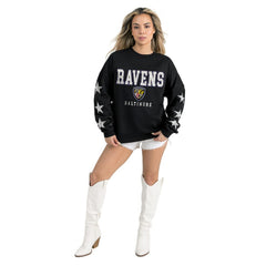 Gameday Couture Women's Velocity Relaxed Rhinestone Pullover Sweatshirt - Baltimore Ravens