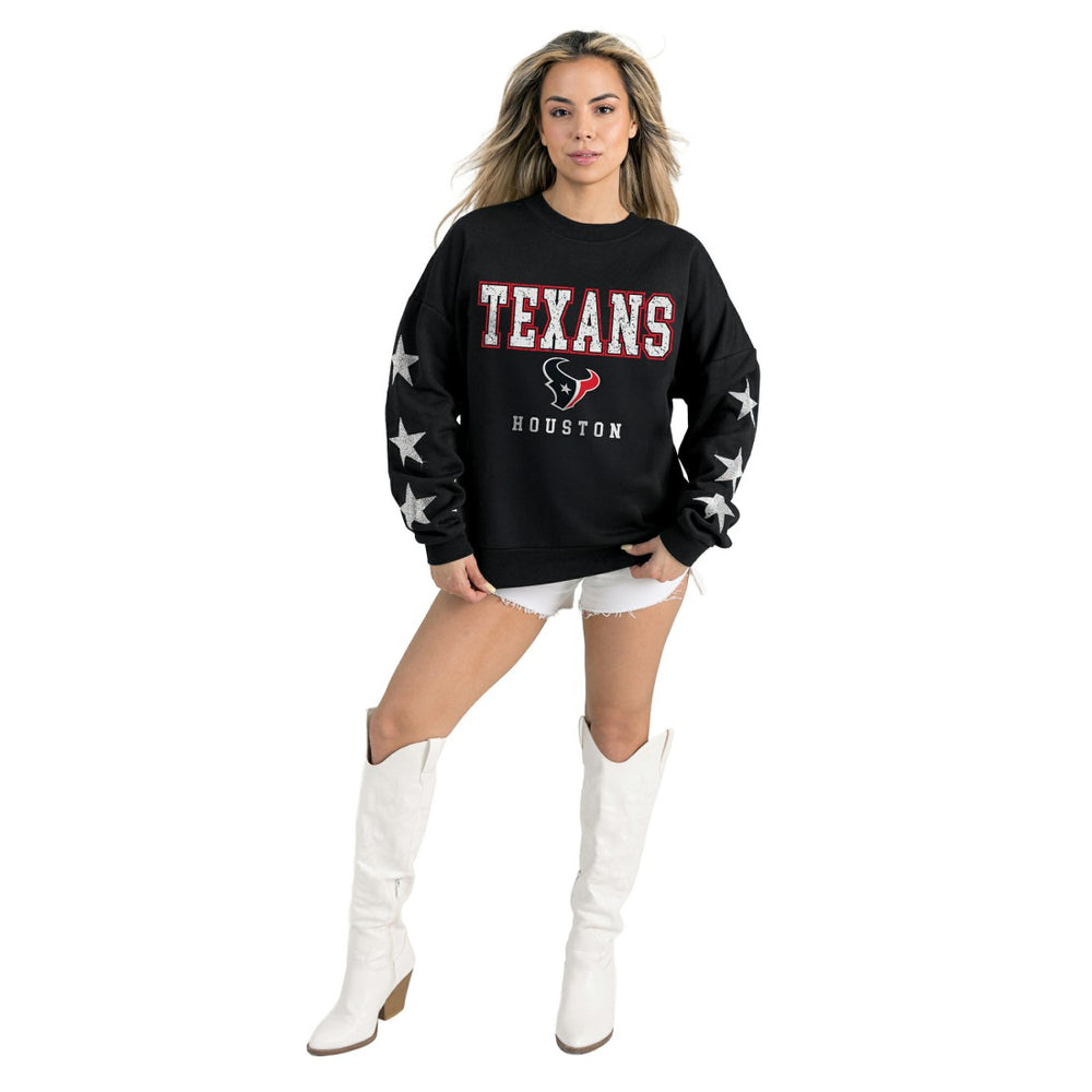 Gameday Couture Women's Velocity Relaxed Rhinestone Pullover Sweatshirt - Houston Texans
