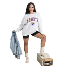 Gameday Couture Women's Traditional Logo Oversized Premium Fleece Pullover Sweatshirt - Minnesota Vikings