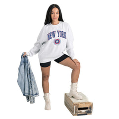 Gameday Couture Women's Traditional Logo Oversized Premium Fleece Pullover Sweatshirt - New York Giants