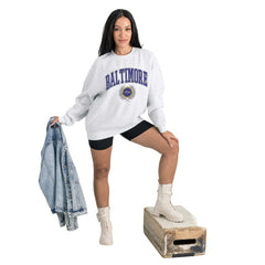 Gameday Couture Women's Traditional Logo Oversized Premium Fleece Pullover Sweatshirt - Baltimore Ravens