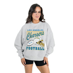 Gameday Couture Women's Home Turf Oversized Premium Fleece Pullover Sweatshirt - Los Angeles Chargers