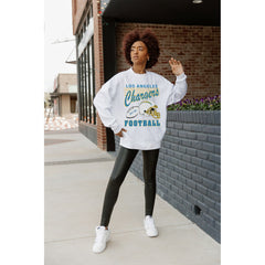 Gameday Couture Women's Home Turf Oversized Premium Fleece Pullover Sweatshirt - Los Angeles Chargers