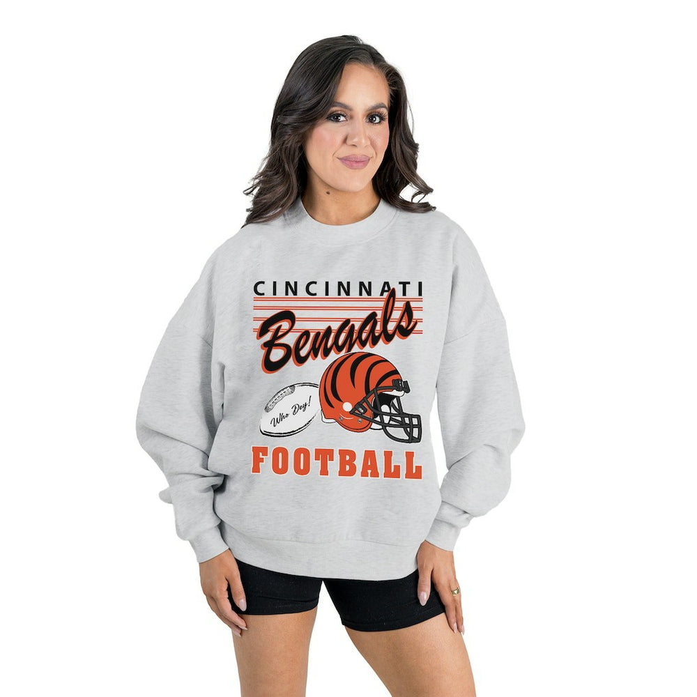 Gameday Couture Women's Home Turf Oversized Premium Fleece Pullover Sweatshirt - Cincinnati Bengals