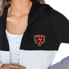 Gameday Couture Women's Tri-Blend Color Block Lightweight Cardigan Hoodie - Chicago Bears