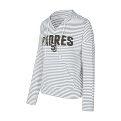 MLB San Diego Padres Concepts Sport Women's Liftoff Striped V-Neck Hoodie
