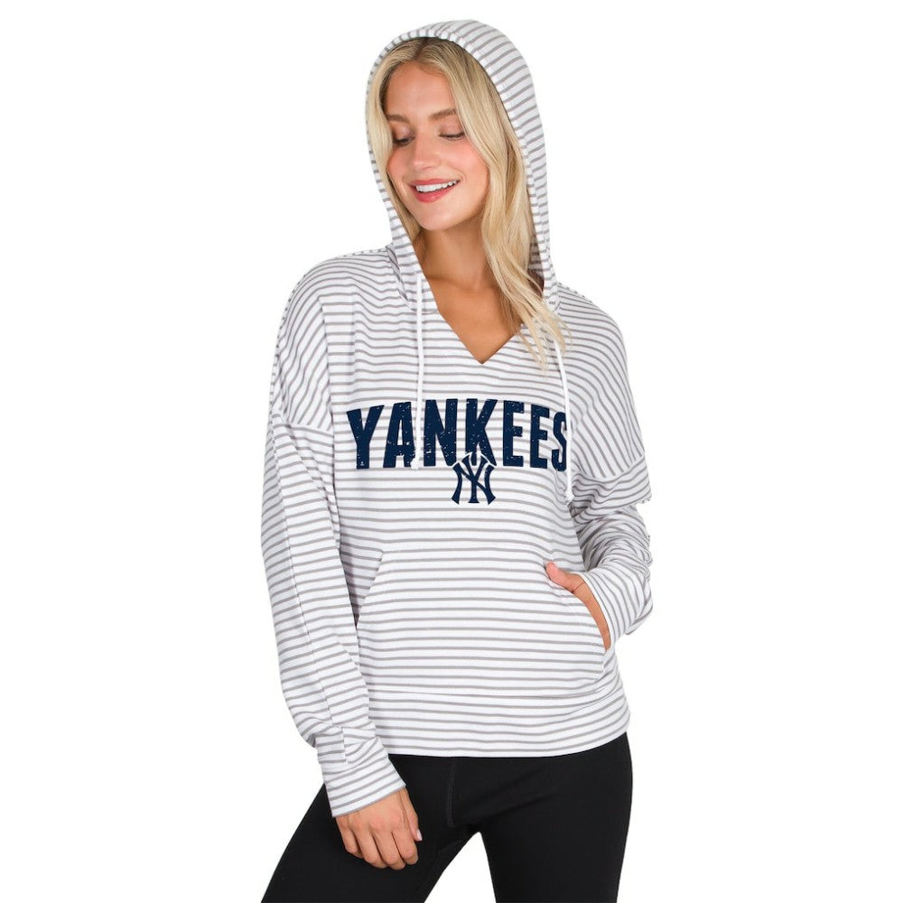 MLB New York Yankees Concepts Sport Women's Liftoff Striped V-Neck Hoodie