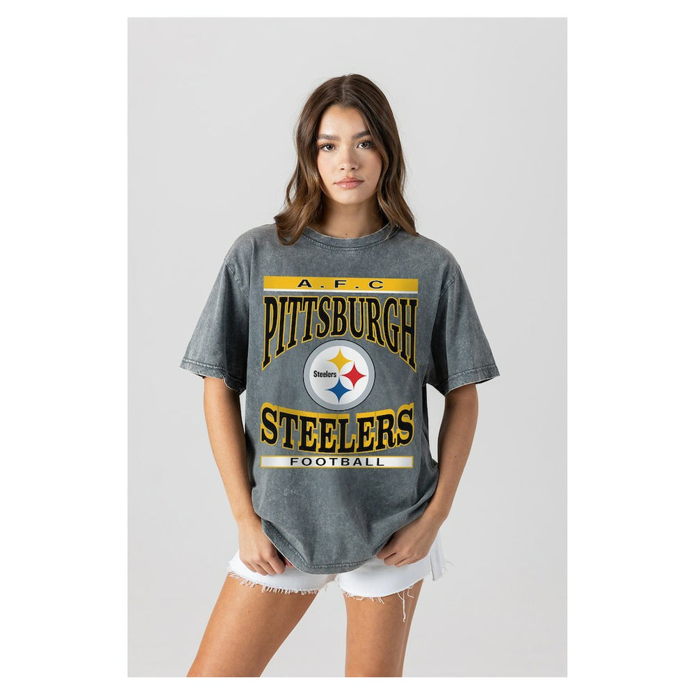 Gameday Couture Women's Oversized Classic Grind Washed T-Shirt - Pittsburgh Steelers