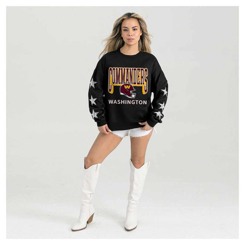 Gameday Couture Women's Pure Victory Rhinestud Star-Sleeve Pullover Sweatshirt - Washington Commanders
