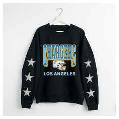 Gameday Couture Women's Pure Victory Rhinestud Star-Sleeve Pullover Sweatshirt - Los Angeles Chargers