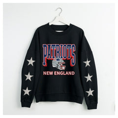 Gameday Couture Women's Pure Victory Rhinestud Star-Sleeve Pullover Sweatshirt - New England Patriots