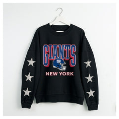 Gameday Couture Women's Pure Victory Rhinestud Star-Sleeve Pullover Sweatshirt - New York Giants