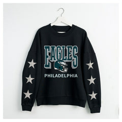 Gameday Couture Women's Pure Victory Rhinestud Star-Sleeve Pullover Sweatshirt - Philadelphia Eagles