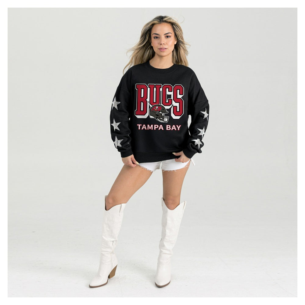 Gameday Couture Women's Pure Victory Rhinestud Star-Sleeve Pullover Sweatshirt - Tampa Bay Buccaneers