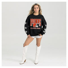 Gameday Couture Women's Pure Victory Rhinestud Star-Sleeve Pullover Sweatshirt - Cleveland Browns