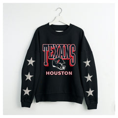Gameday Couture Women's Pure Victory Rhinestud Star-Sleeve Pullover Sweatshirt - Houston Texans