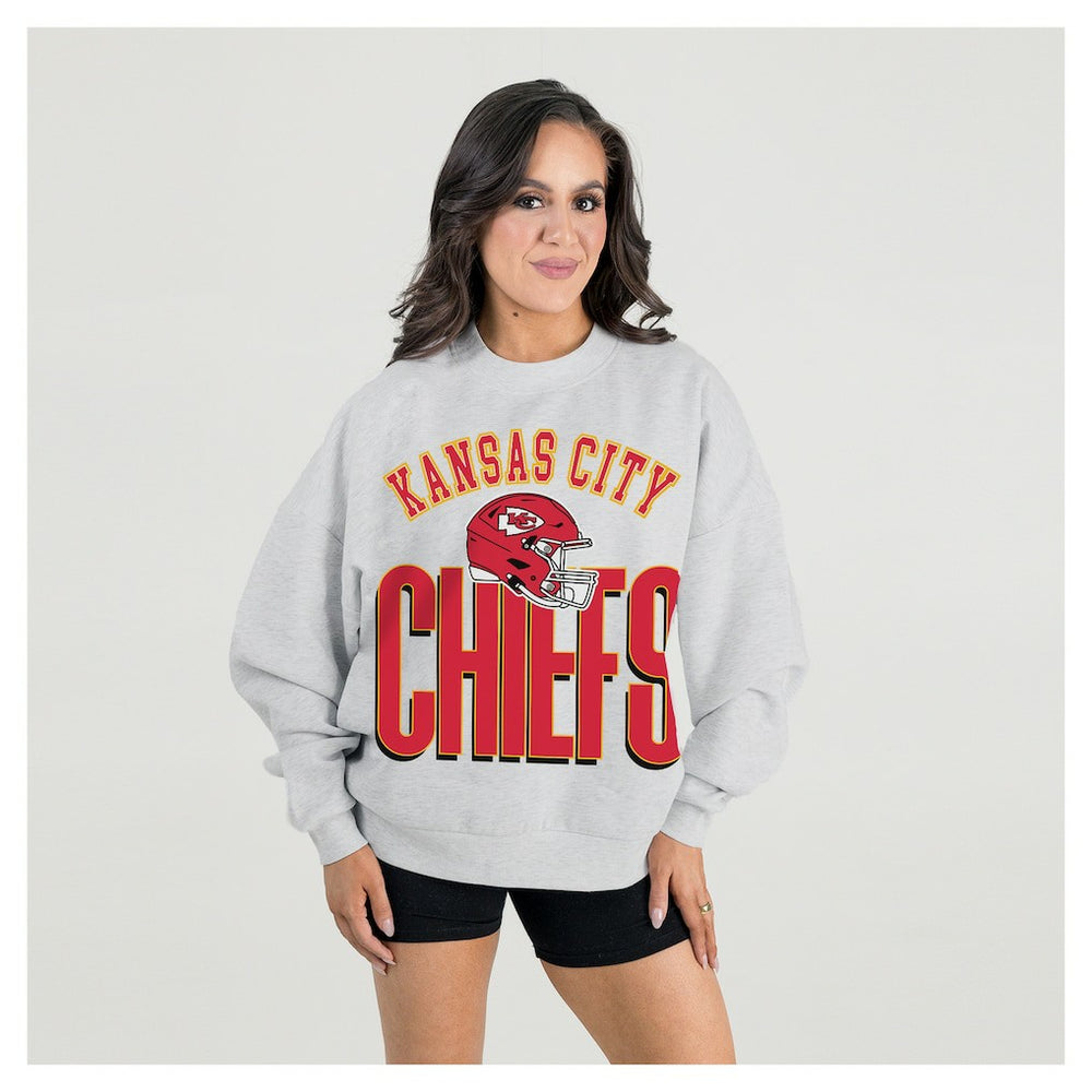 Gameday Couture Women's Fierce Focus Premium Oversized Fleece Pullover Sweatshirt - Kansas City Chiefs
