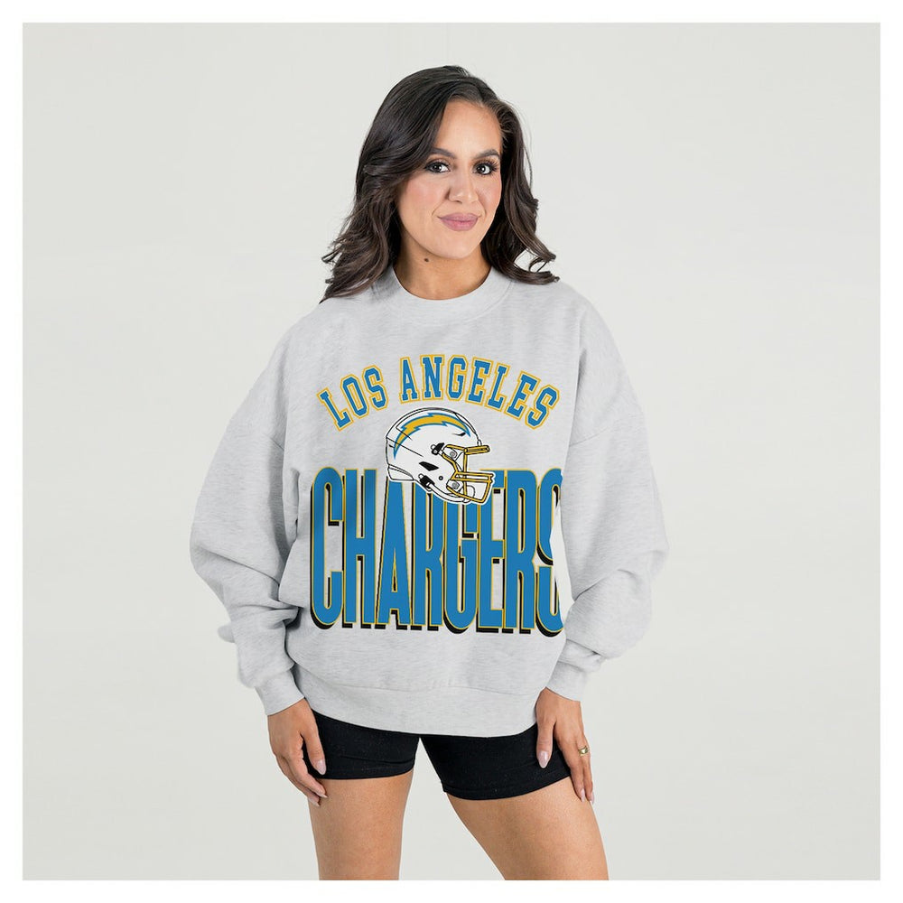 Gameday Couture Women's Fierce Focus Premium Oversized Fleece Pullover Sweatshirt - Los Angeles Chargers