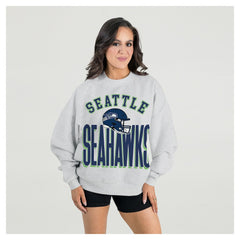 Gameday Couture Women's Fierce Focus Premium Oversized Fleece Pullover Sweatshirt - Seattle Seahawks