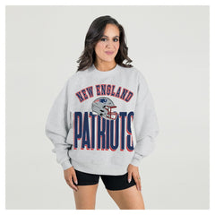 Gameday Couture Women's Fierce Focus Premium Oversized Fleece Pullover Sweatshirt - New England Patriots