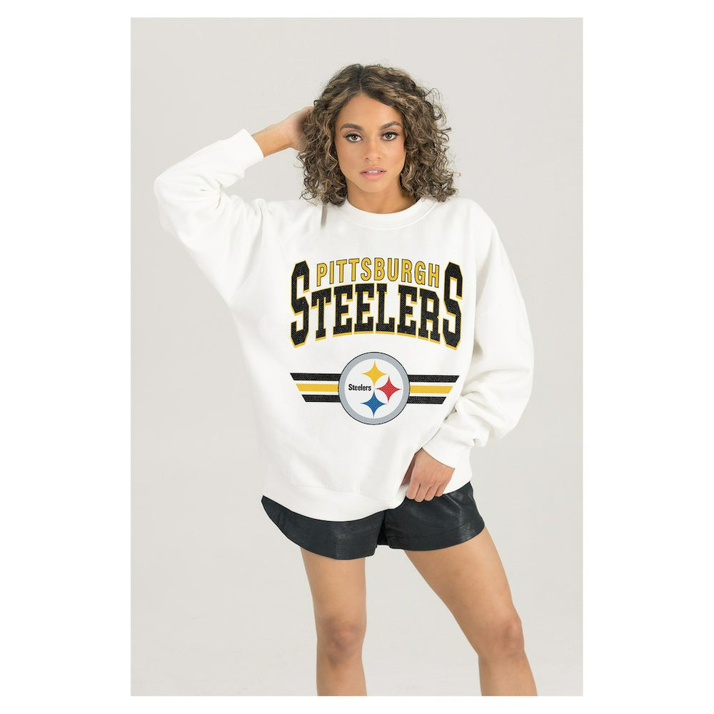 Gameday Couture Women's Swift Strike Premium Oversized Fleece Pullover Sweatshirt - Pittsburgh Steelers
