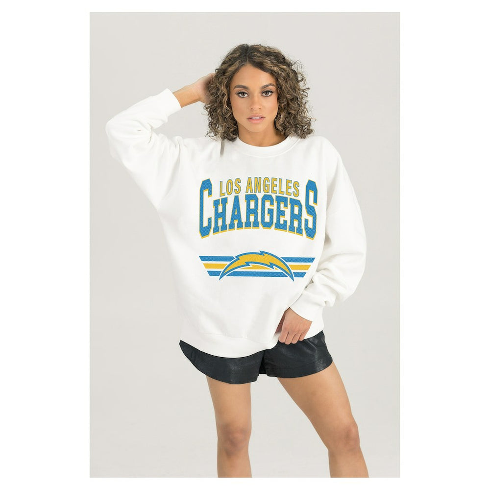 Gameday Couture Women's Swift Strike Premium Oversized Fleece Pullover Sweatshirt - Los Angeles Chargers