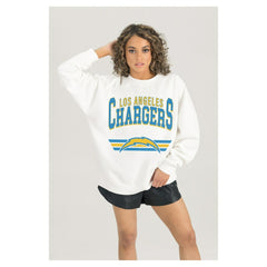 Gameday Couture Women's Swift Strike Premium Oversized Fleece Pullover Sweatshirt - Los Angeles Chargers
