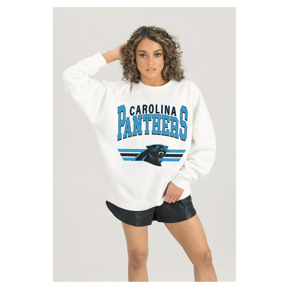 Gameday Couture Women's Swift Strike Premium Oversized Fleece Pullover Sweatshirt - Carolina Panthers