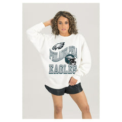 Gameday Couture Women's Oversized Hard Earned Premium Fleece Pullover Sweatshirt - Philadelphia Eagles