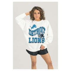 Gameday Couture Women's Oversized Hard Earned Premium Fleece Pullover Sweatshirt - Detroit Lions