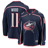 NHL Navy Miles Wood Columbus Blue Jackets Fanatics Home Breakaway Jersey