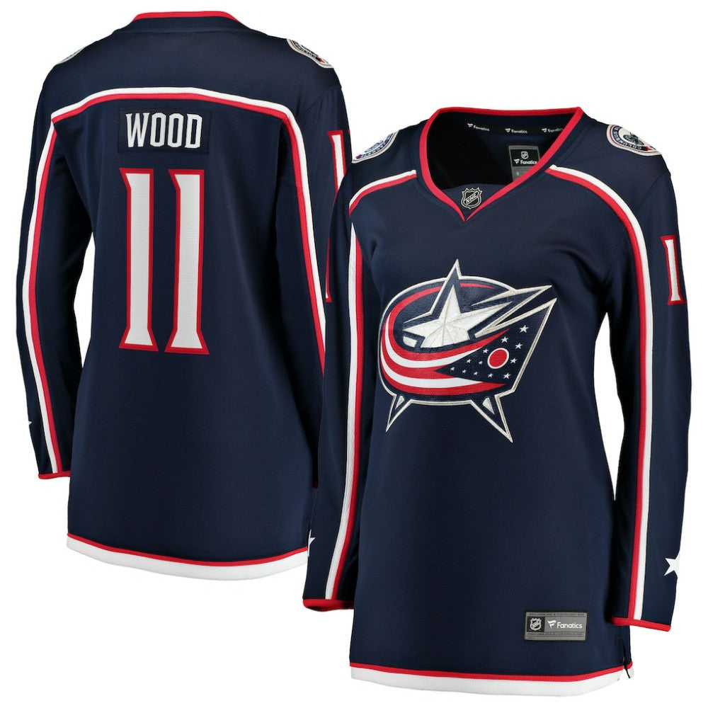 NHL Navy Miles Wood Columbus Blue Jackets Fanatics Women's Home Breakaway Jersey