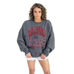 Gameday Couture Women's Long Weekends Oversized Premium Fleece Pullover Sweatshirt - Houston Texans