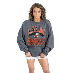Gameday Couture Women's Long Weekends Oversized Premium Fleece Pullover Sweatshirt - Cleveland Browns