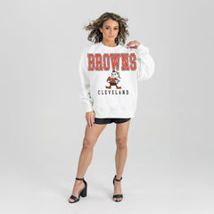 Gameday Couture Women's Classic Sunday Drives Oversized Premium Fleece Pullover Sweatshirt - Cleveland Browns