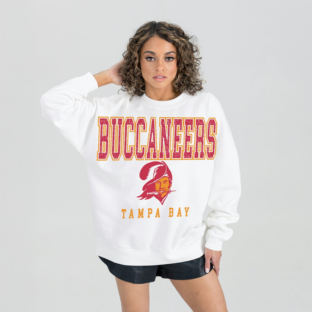 Gameday Couture Women's Classic Sunday Drives Oversized Premium Fleece Pullover Sweatshirt - Tampa Bay Buccaneers