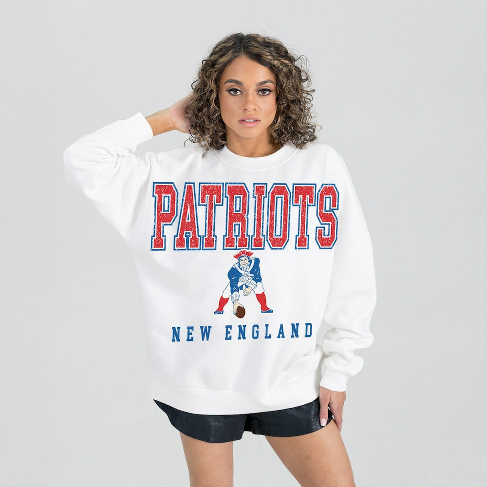 Gameday Couture Women's Classic Sunday Drives Oversized Premium Fleece Pullover Sweatshirt - New England Patriots