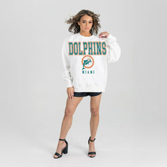 Gameday Couture Women's Classic Sunday Drives Oversized Premium Fleece Pullover Sweatshirt - Miami Dolphins