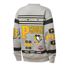 NHL Heather Gray Pittsburgh Penguins Mitchell & Ness Youth Allover Print Fleece Crewneck Sweatshirt