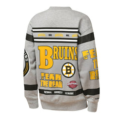NHL Heather Gray Boston Bruins Mitchell & Ness Youth Allover Print Fleece Crewneck Sweatshirt