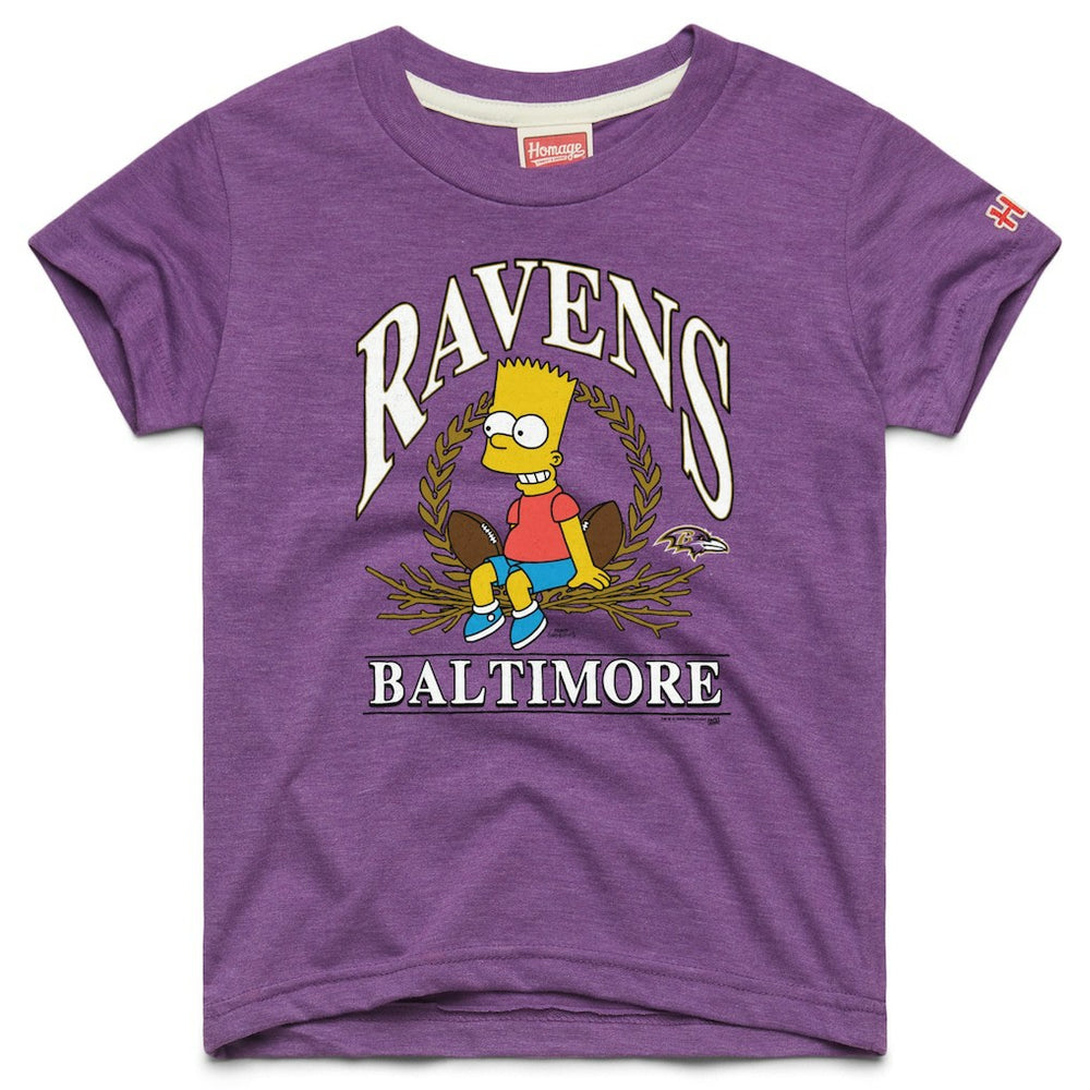 Homage x The Simpsons Youth Tri-Blend T-Shirt - Baltimore Ravens