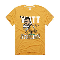 T.J. Watt Homage Unisex Caricature Player Graphic Tri-Blend T-Shirt - Pittsburgh Steelers