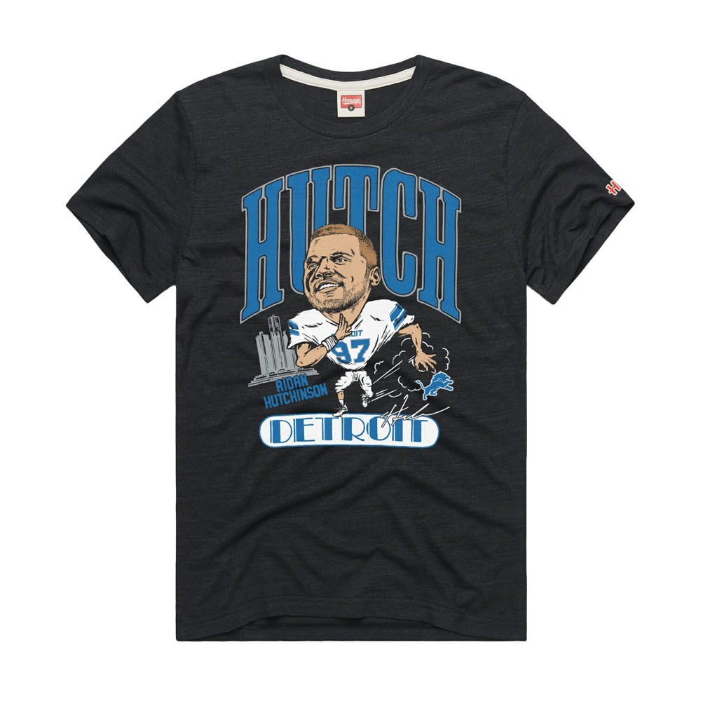 Aidan Hutchinson Homage Unisex Caricature Player Graphic Tri-Blend T-Shirt - Detroit Lions