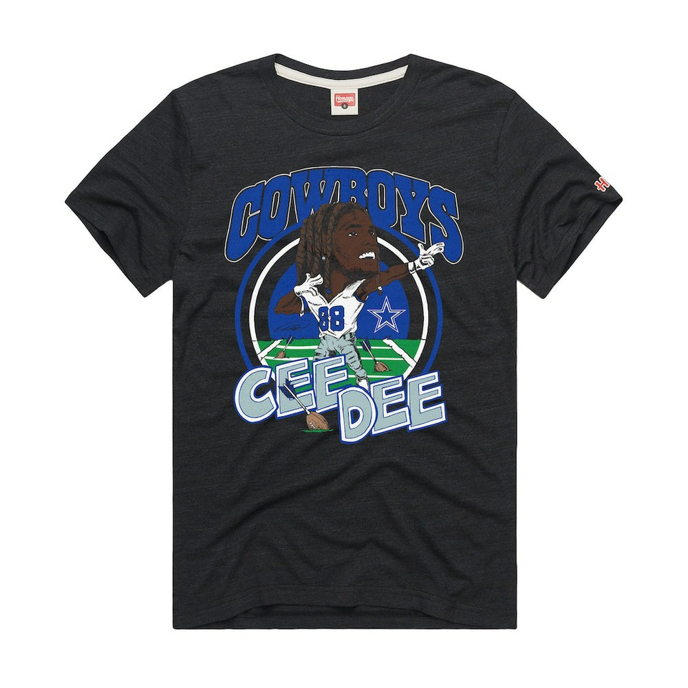 CeeDee Lamb Homage Unisex Caricature Player Graphic Tri-Blend T-Shirt - Dallas Cowboys