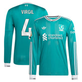 Virgil van Dijk Liverpool 2025/26 Third Long Sleeve Player Jersey - Adidas Green