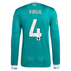 Virgil van Dijk Liverpool 2025/26 Third Long Sleeve Player Jersey - Adidas Green